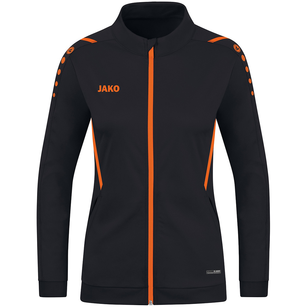 CHAQUETA CHÁNDAL POLIÉSTER JAKO CHALLENGE, NEGRA-NARANJA NEÓN MUJER. 34 36 38 40 42 44 