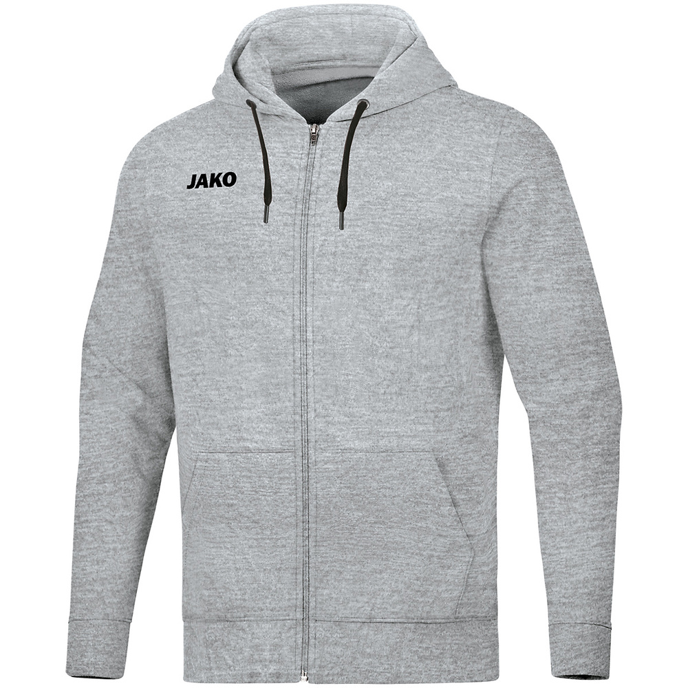 CHAQUETA CON CAPUCHA JAKO BASE, GRIS MELANGE HOMBRE. S M L XL 2XL 3XL 4XL 