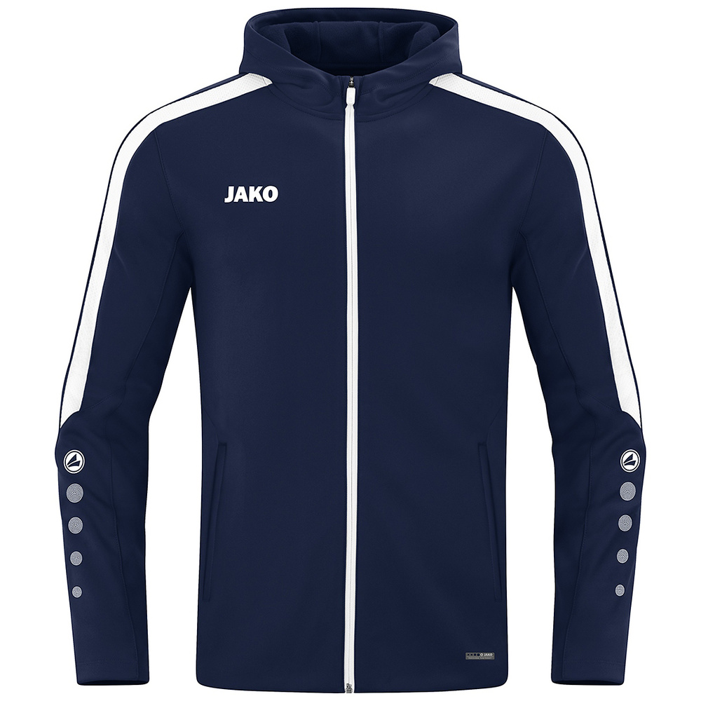 CHAQUETA CON CAPUCHA JAKO POWER, MARINO-BLANCA HOMBRE. S M L XL 2XL 3XL 4XL 