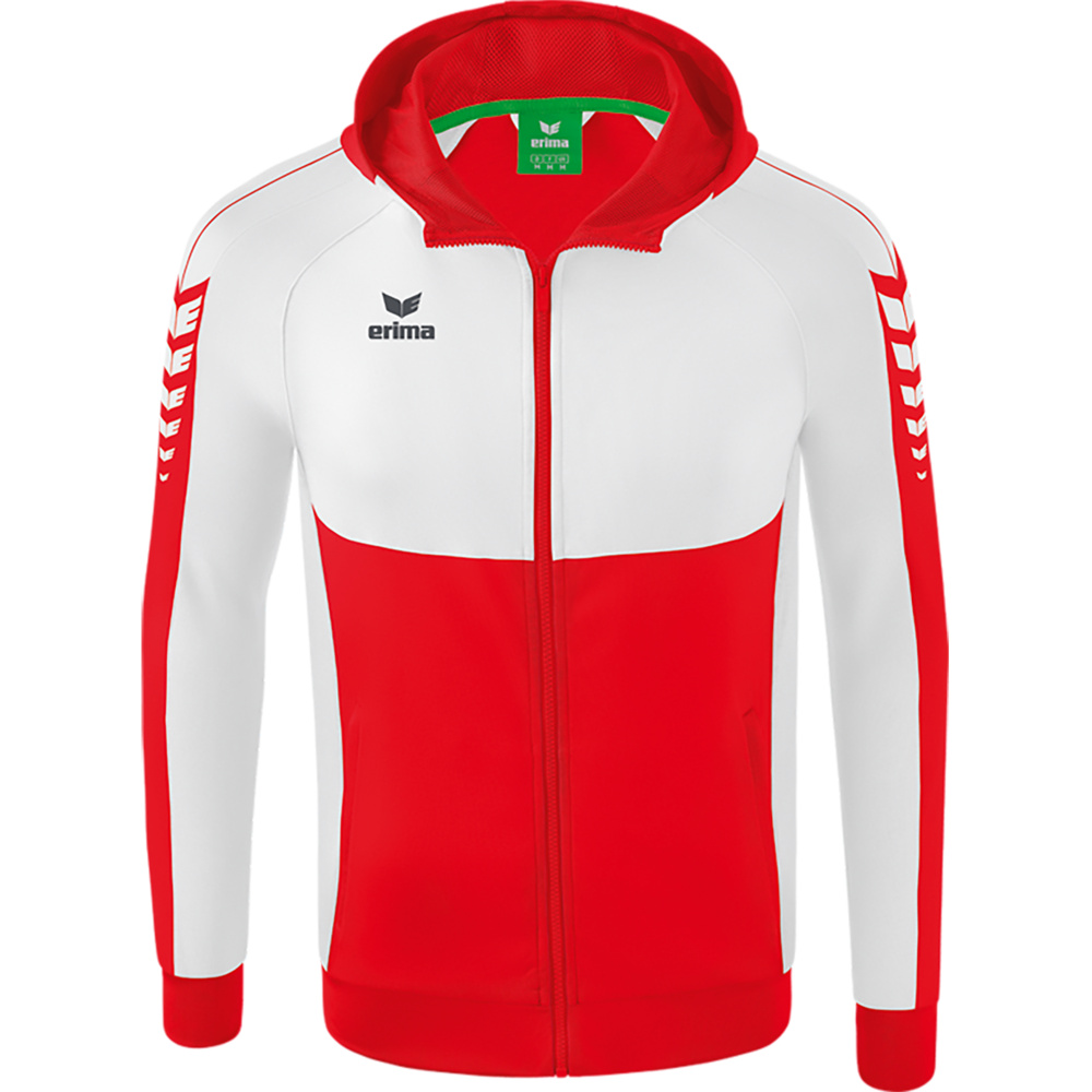 CHAQUETA DE ENTRENAMIENTO CON CAPUCHA ERIMA SIX WINGS, ROJA-BLANCA HOMBRE. S M L XL 2XL 3XL 