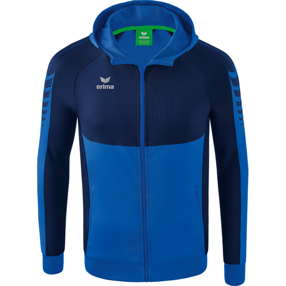 CHAQUETA DE ENTRENAMIENTO CON CAPUCHA ERIMA SIX WINGS, ROYAL-MARINO HOMBRE. S M L XL 2XL 3XL 