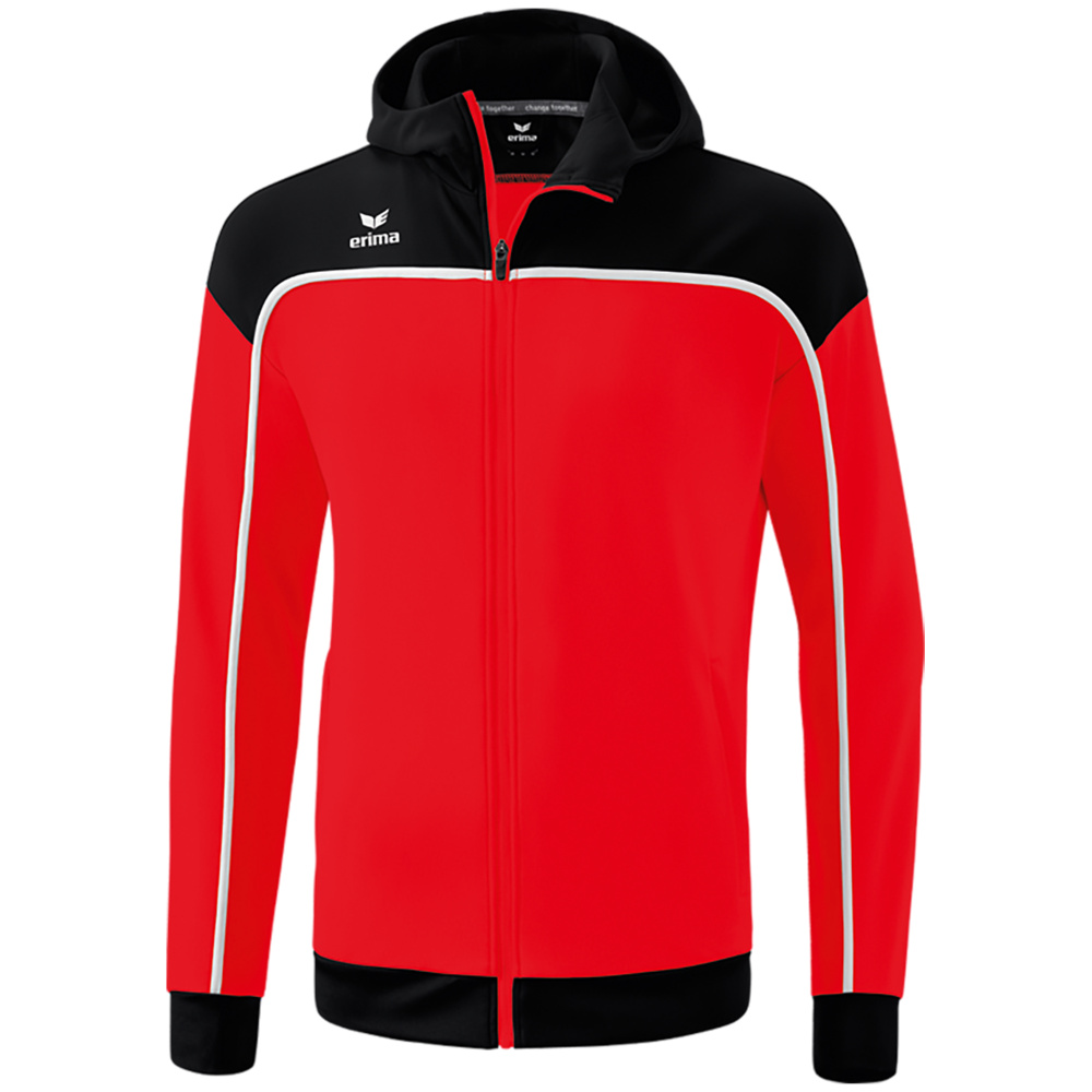 CHAQUETA ENTRENAMIENTO CON CAPUCHA ERIMA CHANGE, ROJA-NEGRA-BLANCA HOMBRE. S M L XL 2XL XL 