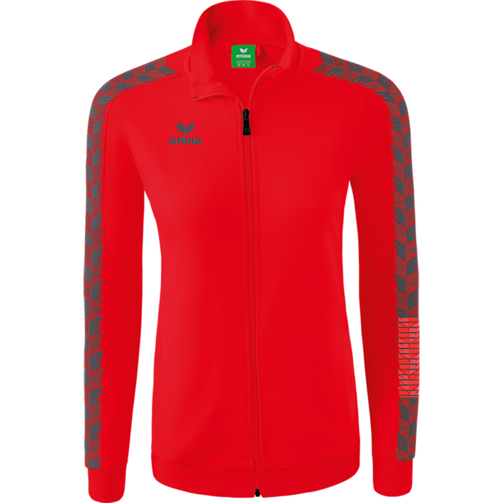 CHAQUETA ERIMA ESSENTIAL TEAM TRACK TOP, ROJA-GRIS PIZARRA MUJER. 34 36 38 40 42 44 