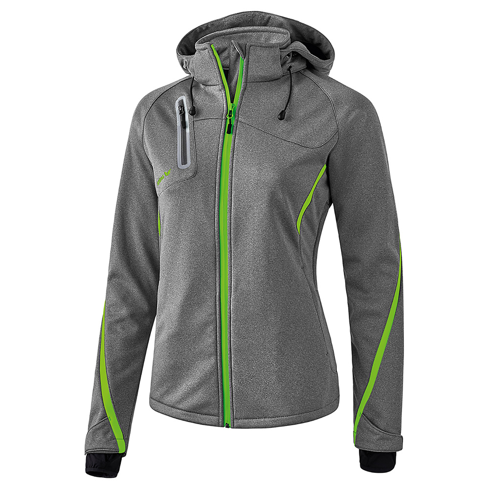 ERIMA CHAQUETA SOFTSHELL FUNCIONAL, GRIS-VERDE GECKO MUJER. 34 36 38 40 42 44 