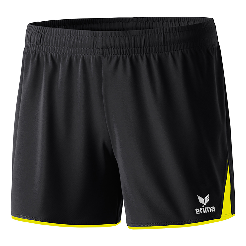 ERIMA CLASSIC 5-C SHORTS, NEGRO-AMARILLO FLÚOR MUJER. 34 36 38 40 42 44 46 48 