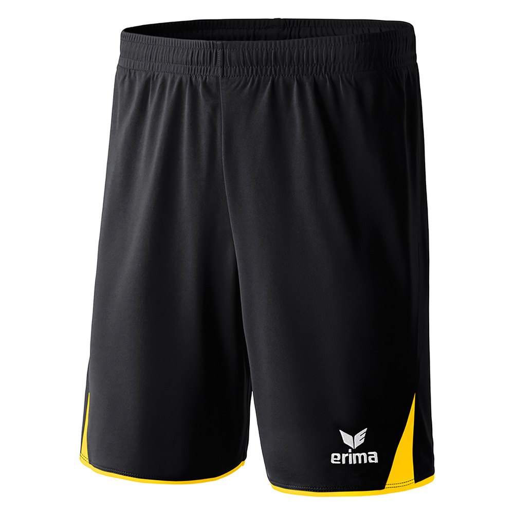 ERIMA CLASSIC 5-C SHORTS, NEGRO-AMARILLO HOMBRE. S M L XL 2XL 