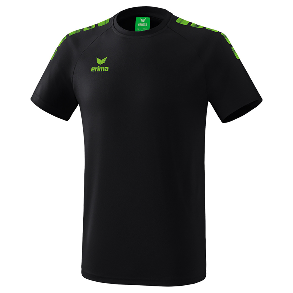 ERIMA ESSENTIAL 5-C CAMISETA MANGA CORTA, NEGRA-VERDE GECKO HOMBRE. S M L XL 2XL 3XL 