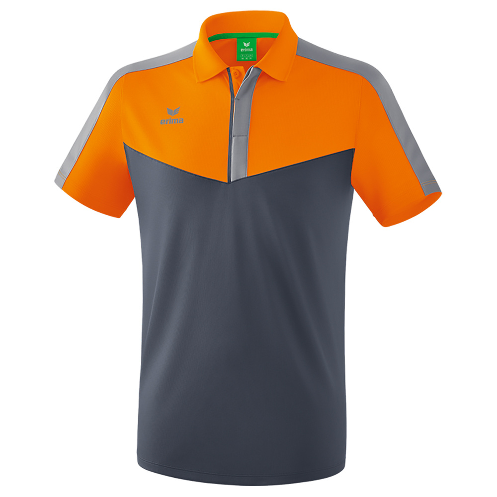 ERIMA SQUAD POLO, GRIS PIZARRA-GRIS-NARANJA HOMBRE. S M L XL 2XL 3XL 