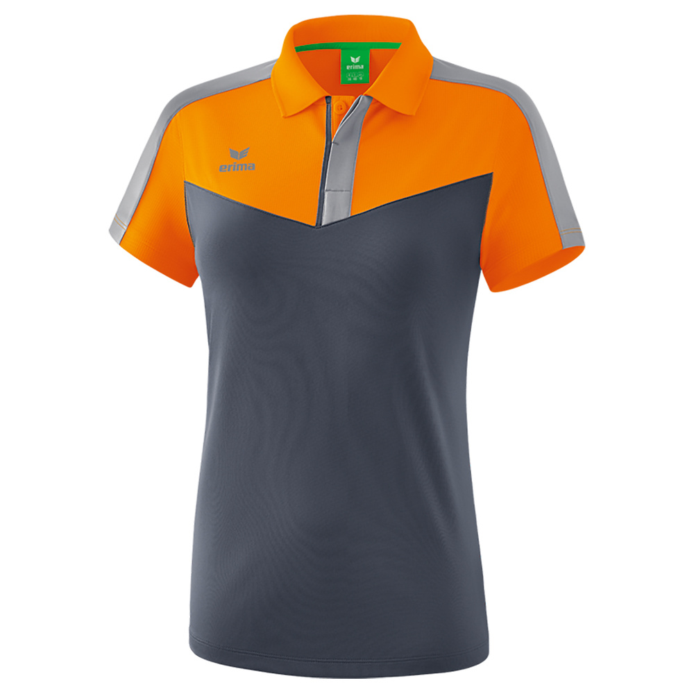 ERIMA SQUAD POLO, GRIS PIZARRA-GRIS-NARANJA MUJER. 34 36 38 40 42 44 