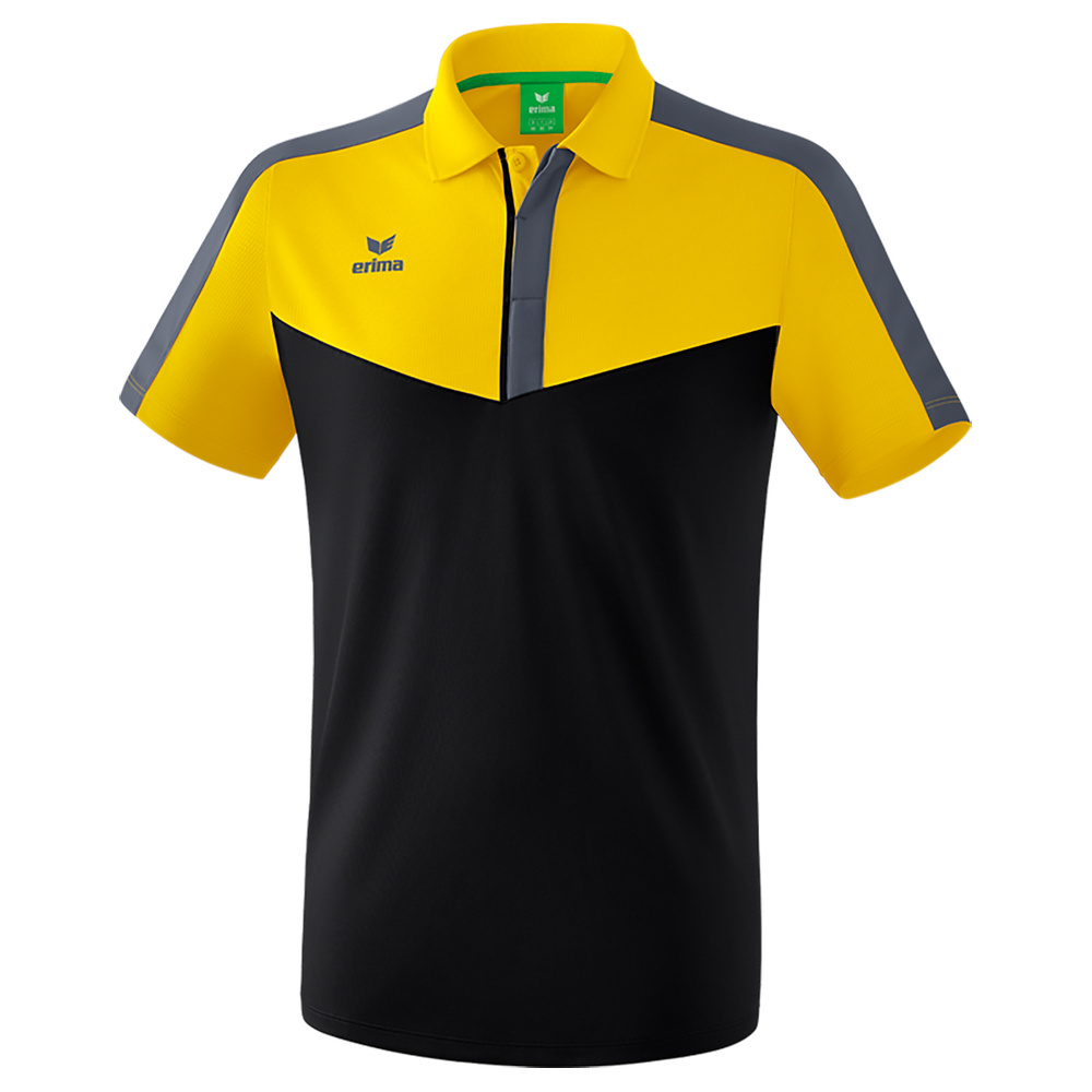 ERIMA SQUAD POLO, GRIS PIZARRA-NEGRO-AMARILLO HOMBRE. S M L XL 2XL 3XL 