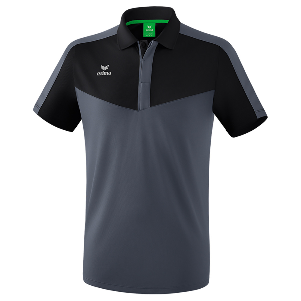 ERIMA SQUAD POLO, NEGRO-GRIS PIZARRA HOMBRE. S M L XL 2XL 3XL 