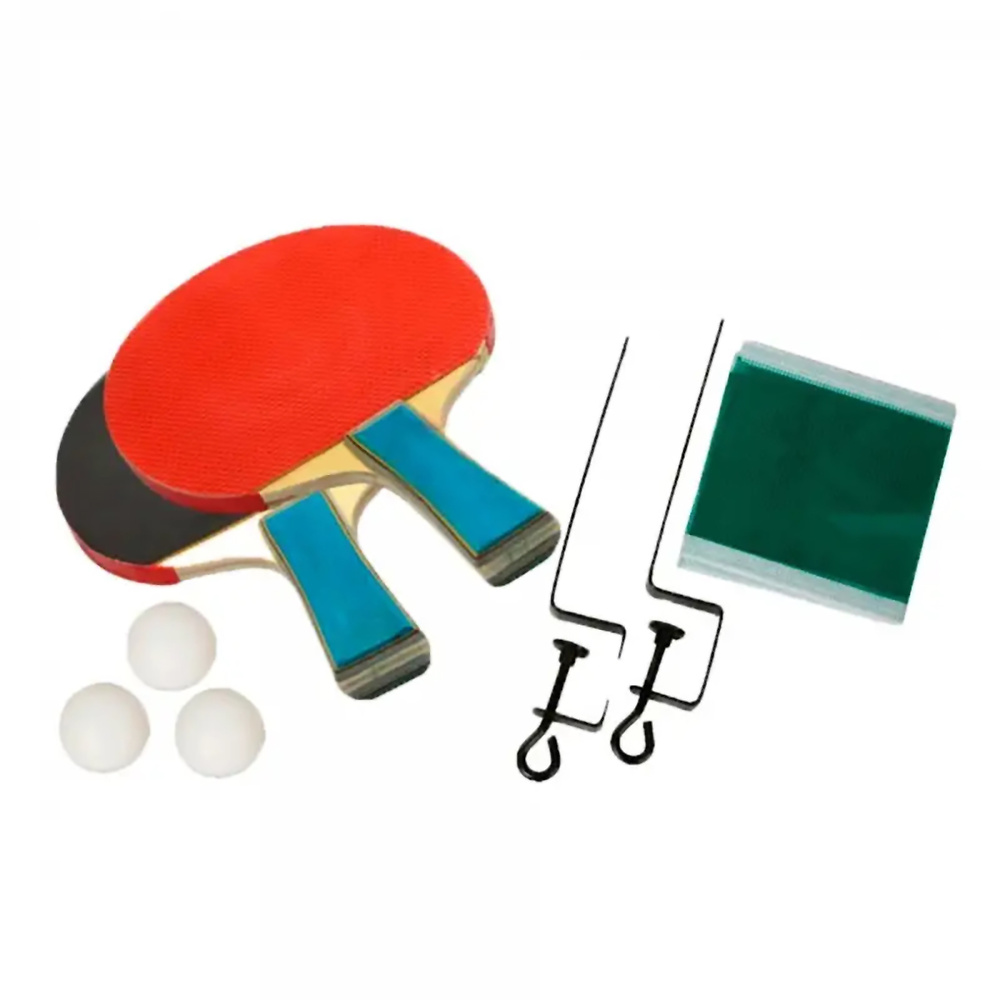 JUEGO RAQUETAS DE TENIS DE MESA CON 3 PELOTAS, SOPORTE Y RED SOFTEE URANUS. 