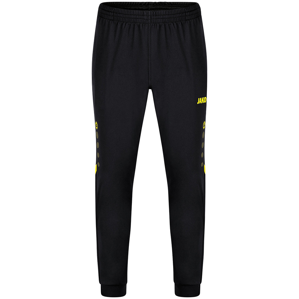 PANTALÓN POLIÉSTER JAKO CHALLENGE, NEGRO-AMARILLO HOMBRE. S M L XL 2XL 3XL 4XL 