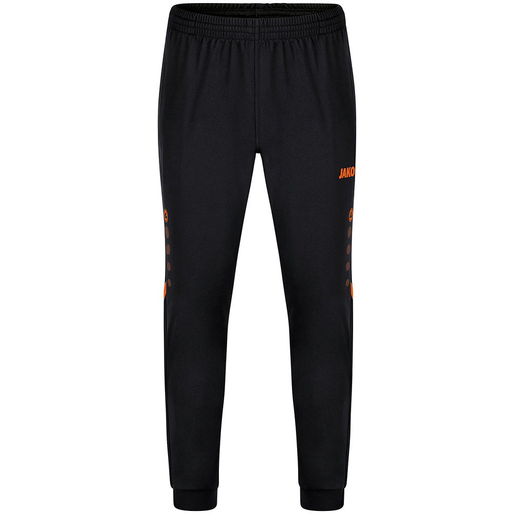 PANTALÓN POLIÉSTER JAKO CHALLENGE, NEGRO-NARANJA NEÓN HOMBRE. S M L XL 2XL 3XL 4XL 