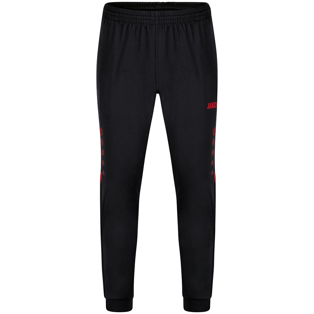 PANTALÓN POLIÉSTER JAKO CHALLENGE, NEGRO-ROJO NIÑO. 116 128 140 152 164 