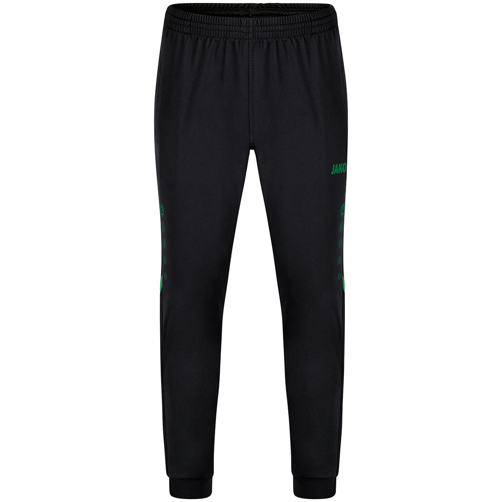 PANTALÓN POLIÉSTER JAKO CHALLENGE, NEGRO-VERDE HOMBRE. S M L XL 2XL 3XL 4XL 