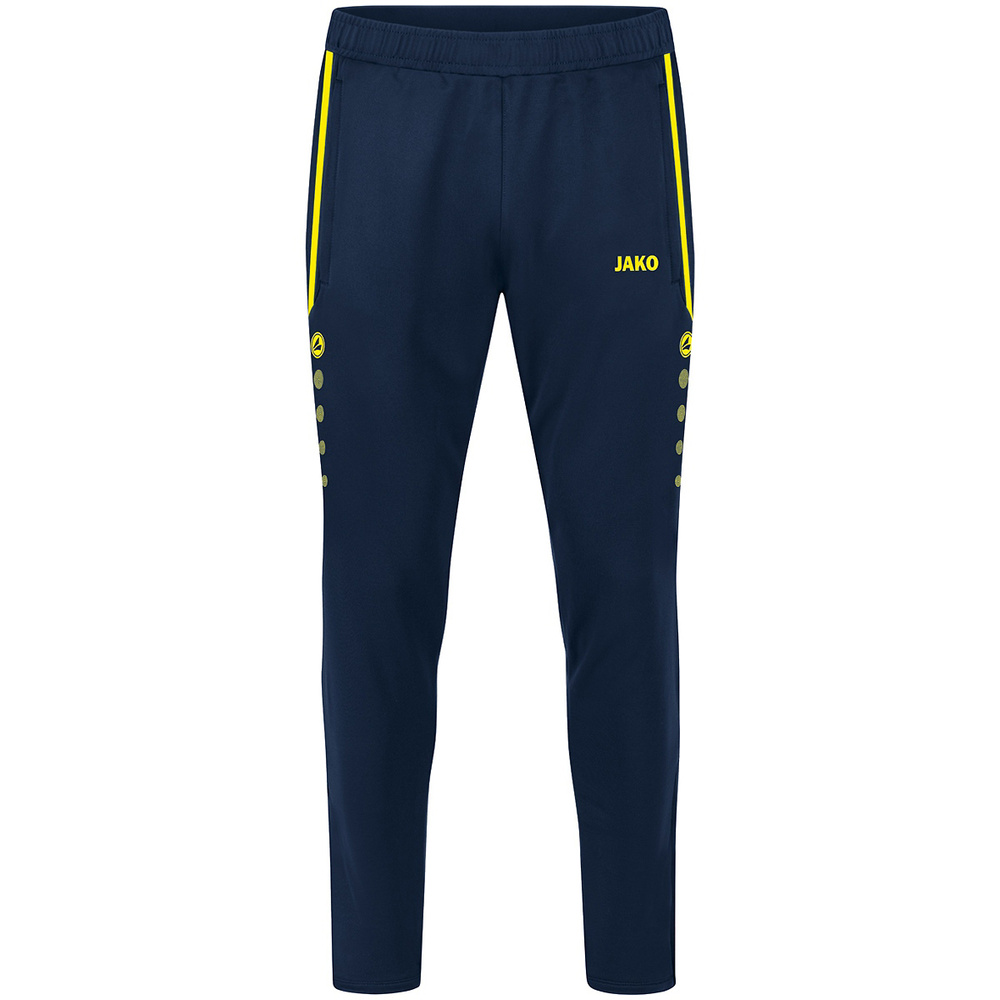 PANTALONES DE ENTRENAMIENTO JAKO ALLROUND, MARINO-AMARILLO NEÓN NIÑO. 116 128 140 152 164 