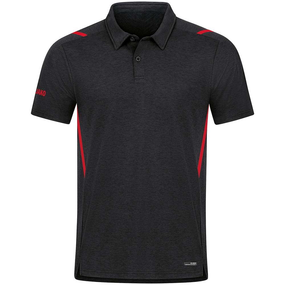 POLO JAKO CHALLENGE MANGA CORTA, NEGRA MELANGE-ROJA HOMBRE. S M L XL 2XL 3XL XL 