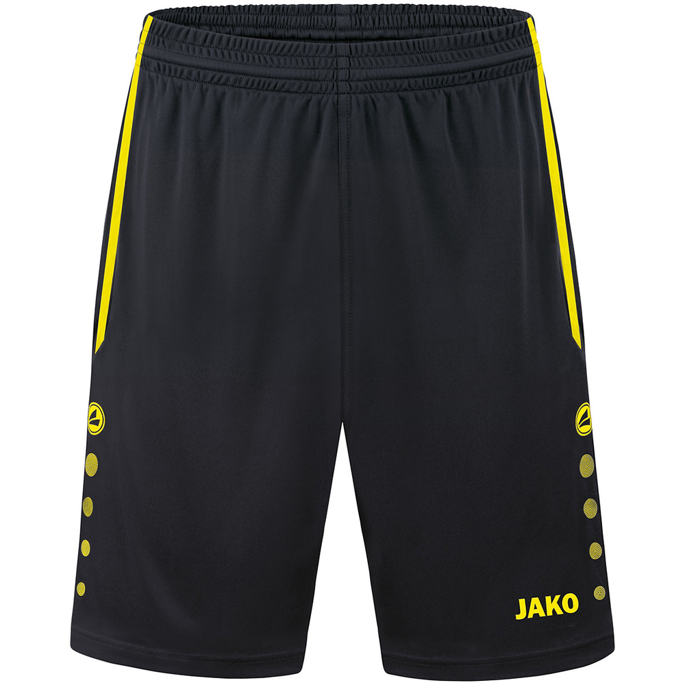 SHORT JAKO ALLROUND, NEGRO-AMARILLO HOMBRE. S M L XL 2XL 