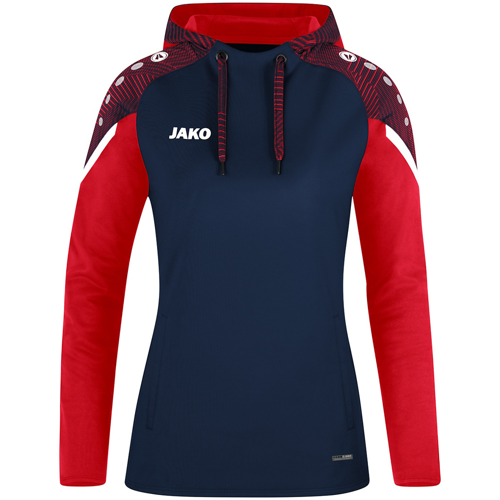 SUDADERA CON CAPUCHA JAKO PERFORMANCE, MARINO-ROJA MUJER. 34 