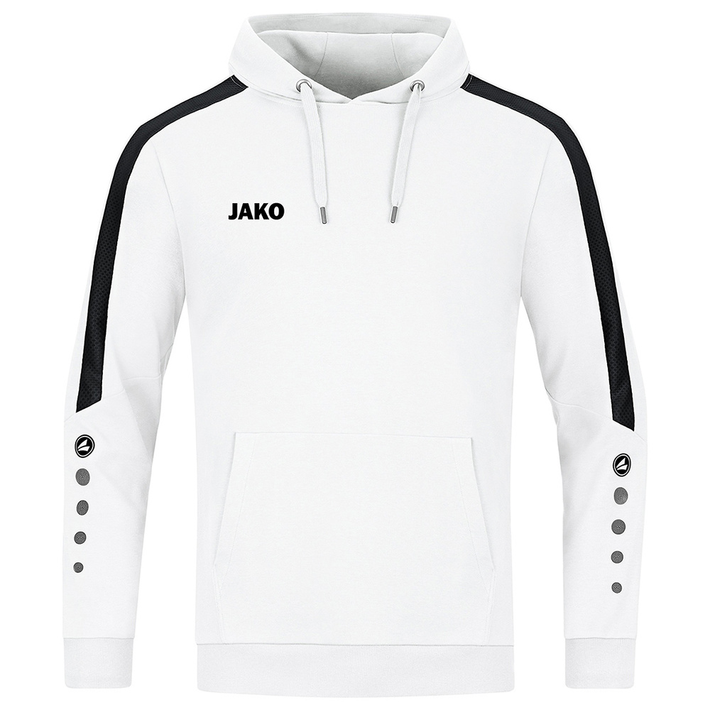 SUDADERA CON CAPUCHA JAKO POWER, BLANCA-NEGRA MUJER. 34 36 38 40 42 44 