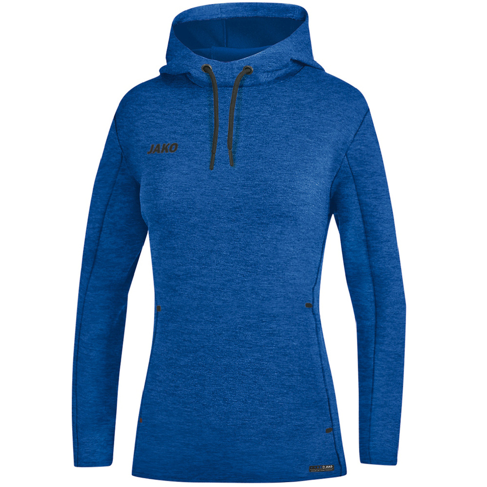 SUDADERA CON CAPUCHA JAKO PREMIUM BASICS, ROYAL MELANGE MUJER. 34 36 38 40 42 44 