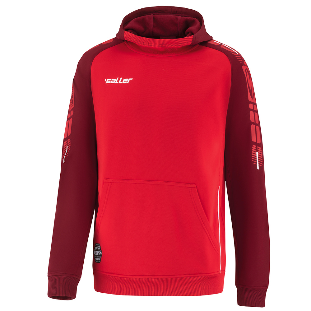 SUDADERA CON CAPUCHA SALLERX.72, ROJO-BURDEOS-BLANCO UNISEX. XXS XS S M L XL 2XL 3XL 