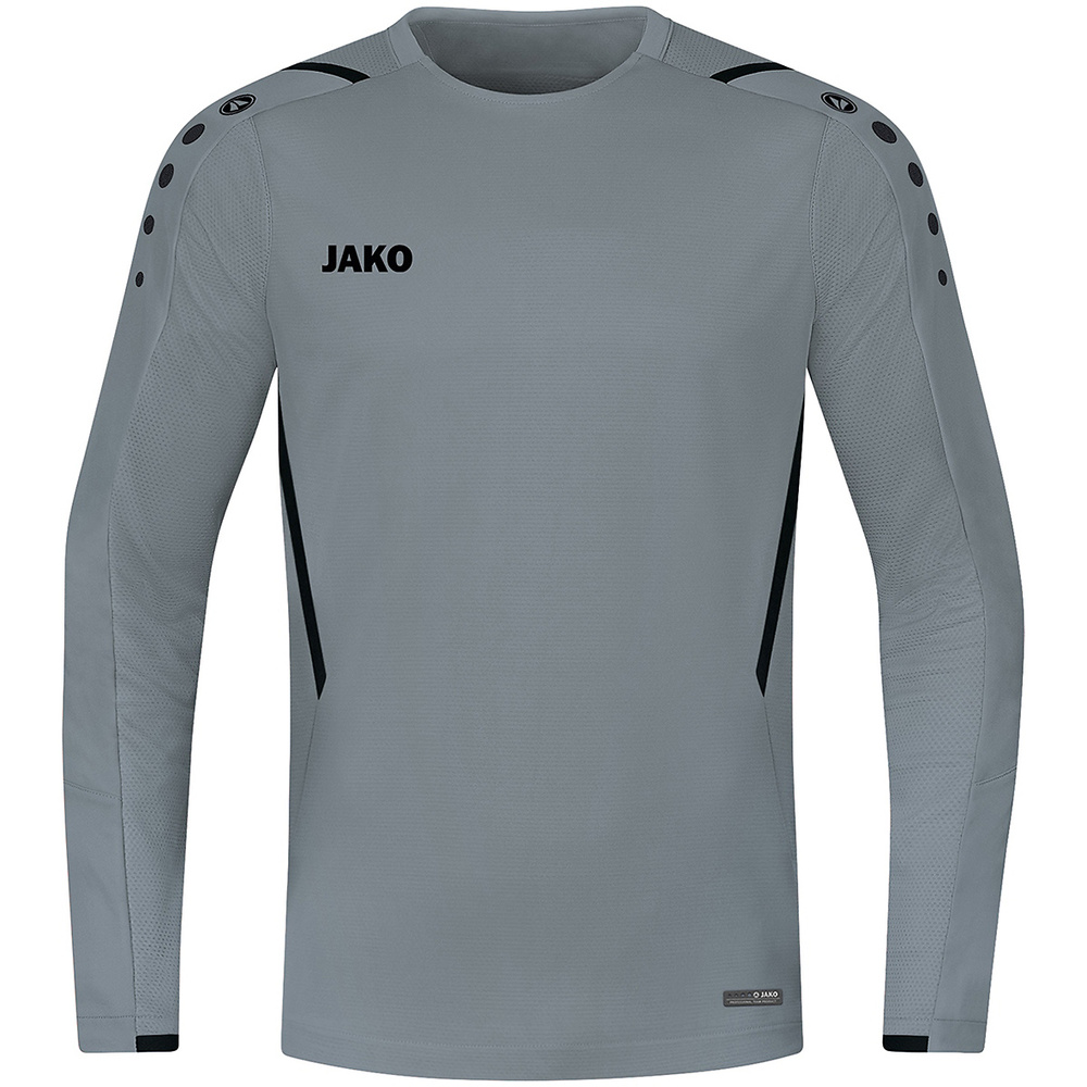 SUDADERA JAKO CHALLENGE, GRIS PIEDRA-NEGRA NIÑO. 116 128 140 152 164 