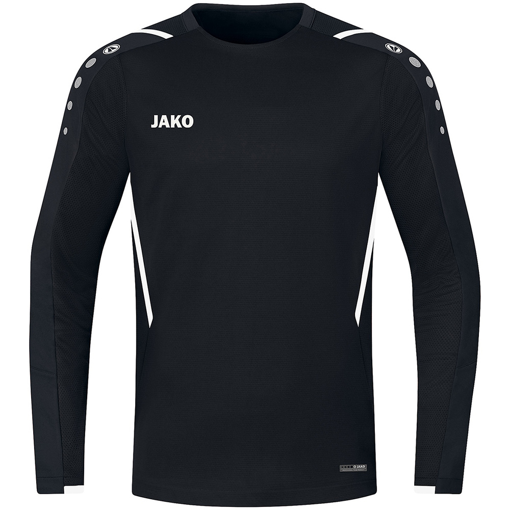 SUDADERA JAKO CHALLENGE, NEGRA-BLANCA NIÑO. 116 128 140 152 164 