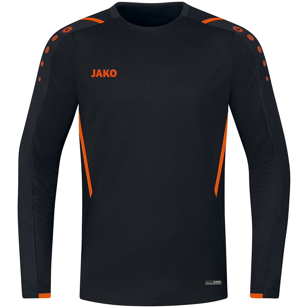 SUDADERA JAKO CHALLENGE, NEGRA-NARANJA NEÓN NIÑO. 116 128 140 152 164 