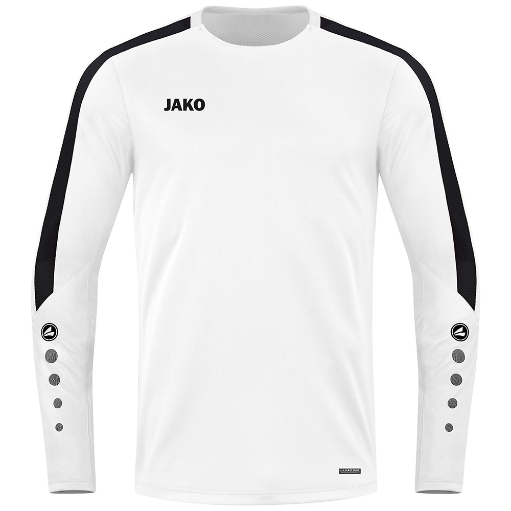 SUDADERA JAKO POWER, BLANCA-NEGRA NIÑO. 116 128 140 152 164 