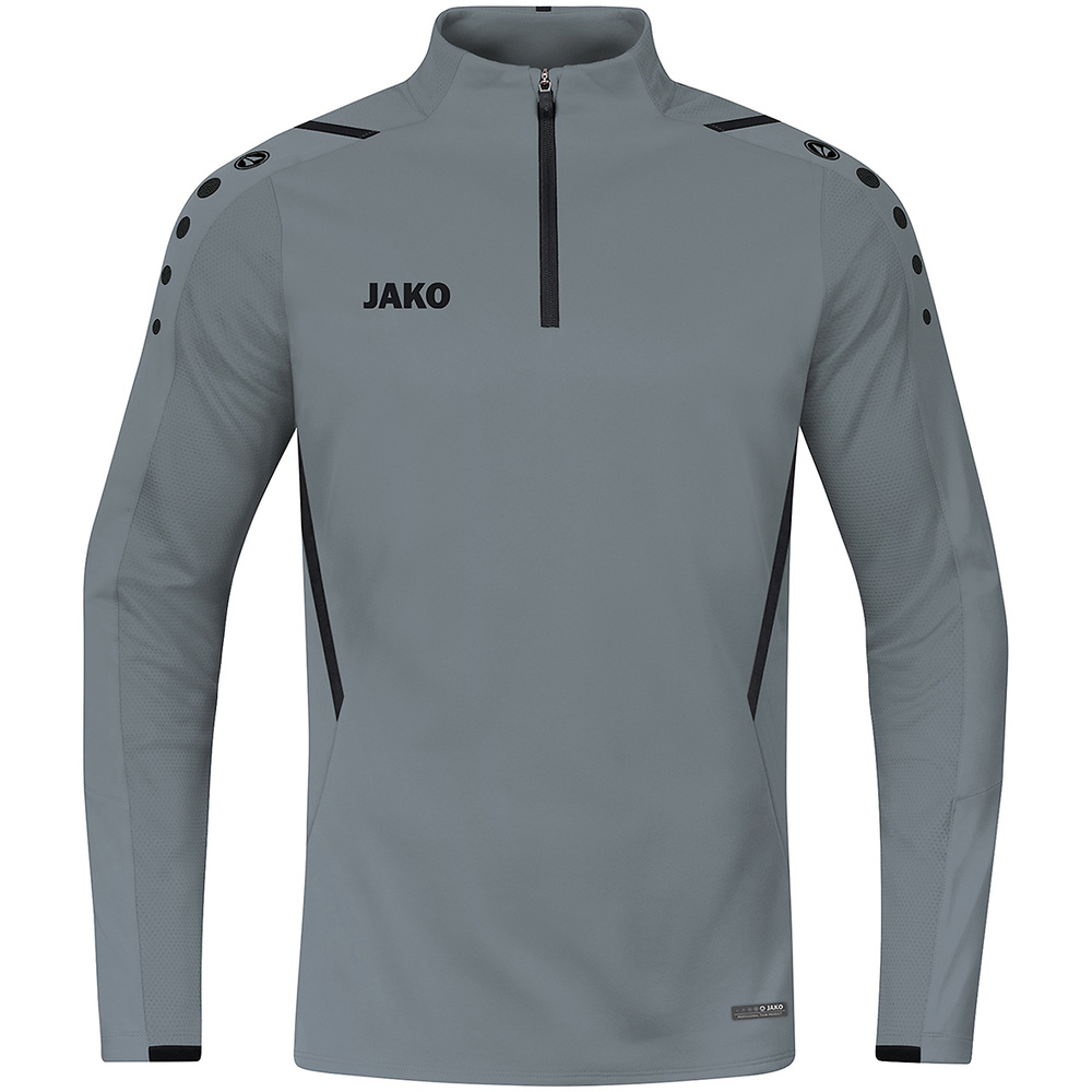 SUDADERA ZIP TOP JAKO CHALLENGE, GRIS PIEDRA-NEGRA HOMBRE. S M L XL 2XL 3XL 