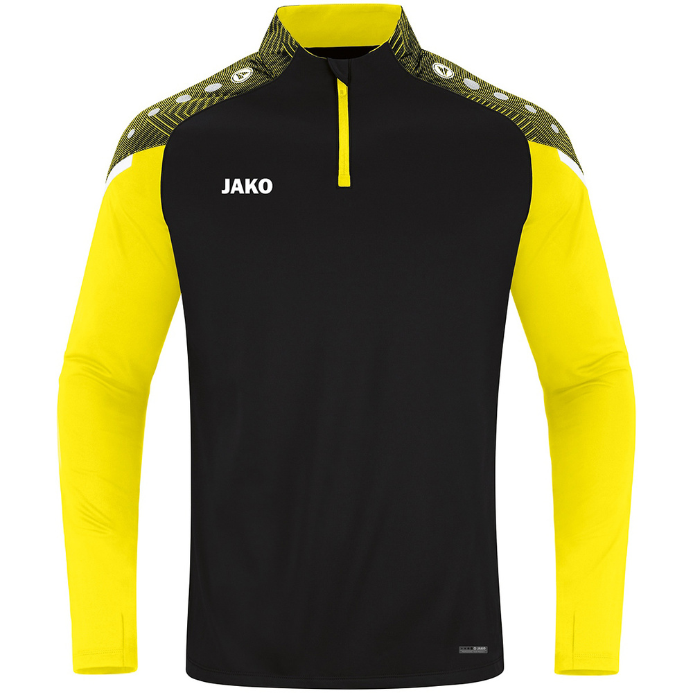 SUDADERA ZIP TOP JAKO PERFORMANCE, NEGRA-AMARILLA NIÑO. 128 