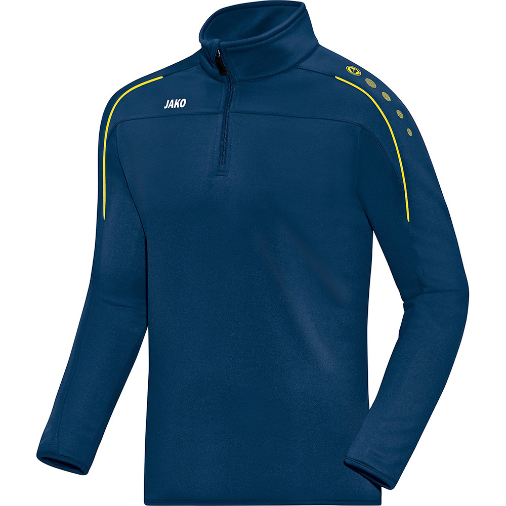 SUDADERA ZIPTOP JAKO CLASSICO, MARINO-AMARILLA NIÑO. 128 140 152 164 