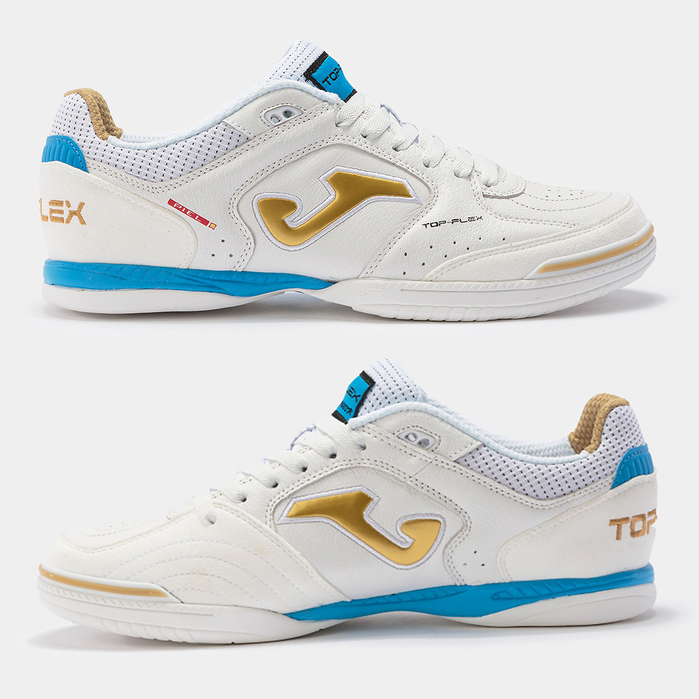ZAPATILLA JOMA TOP FLEX 2102, BLANCO-ORO INDOOR. 36 37 37,5 38 39 40 40,5 41 42 42,5 43 43,5 44 44,5 45 46 47 