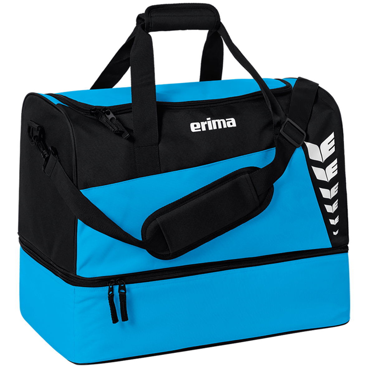 ERIMA SIX WINGS SPORTS BAG WITH BOTTOM COMPARTMENT, CURACAO-BLACK.