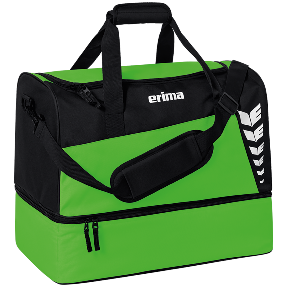 ERIMA SIX WINGS SPORTS BAG WITH BOTTOM COMPARTMENT, GREEN-BLACK.