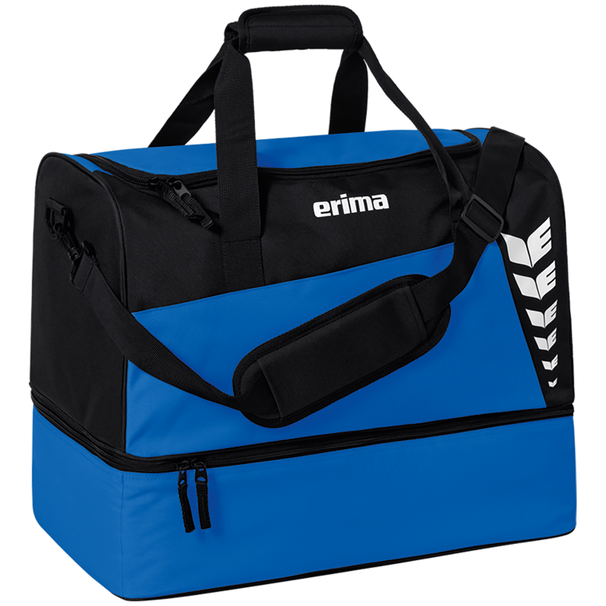 ERIMA SIX WINGS SPORTS BAG WITH BOTTOM COMPARTMENT, NEW ROYAL-BLACK.