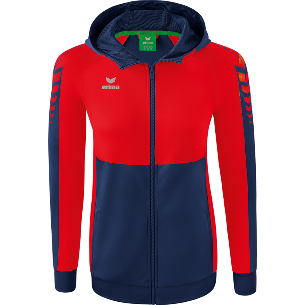 ERIMA SIX WINGS TRAINING JACKET WITH HOOD, NEW NAVY-RED WOMEN.