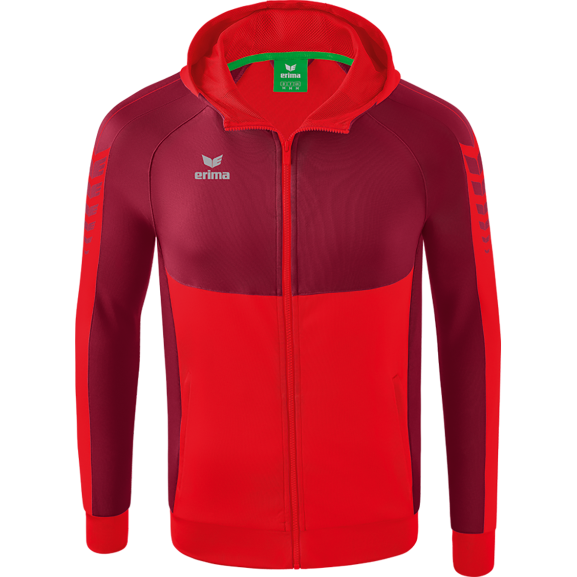 ERIMA SIX WINGS TRAINING JACKET WITH HOOD, RED-BORDEAUX KIDS.