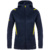 LEISURE JACKET JAKO CHALLENGE WITH HOOD, SEABLUE MELANGE-NEON YELLOW WOMEN.