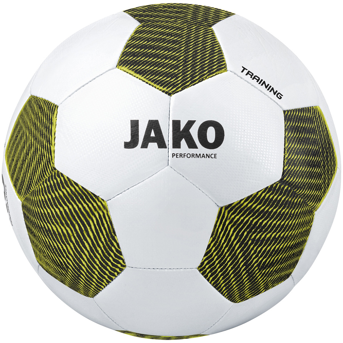TRAINING BALL JAKO STRIKER 2.0, WHITE-BLACK-SOFT YELLOW.