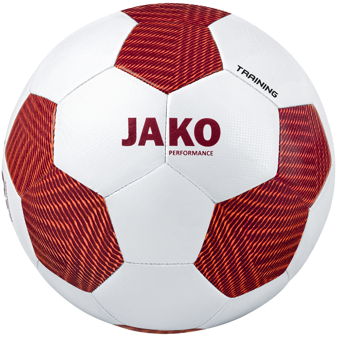 TRAINING BALL JAKO STRIKER 2.0, WHITE-WINE RED-NEON ORANGE.