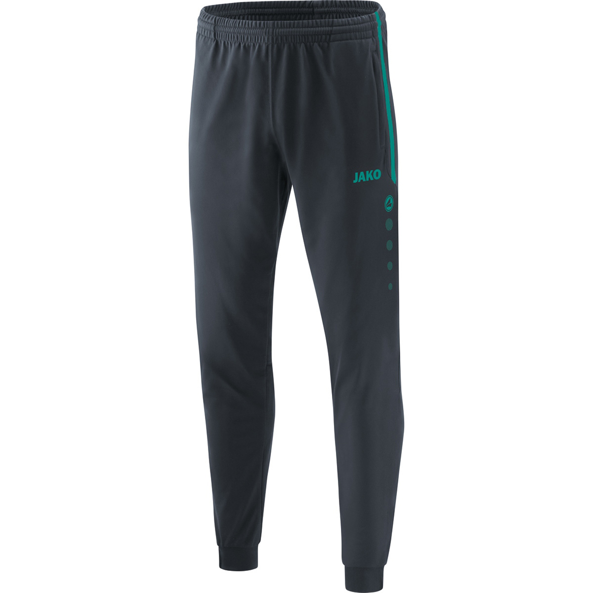 TROUSERS JAKO COMPETITION 2.0, ANTHRACITE-TURQUOISE KIDS.