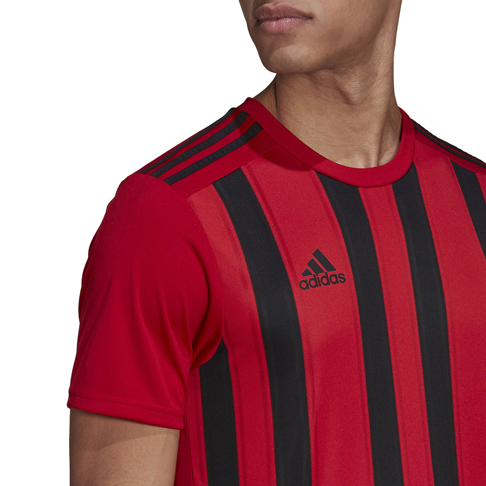 red and black striped jersey