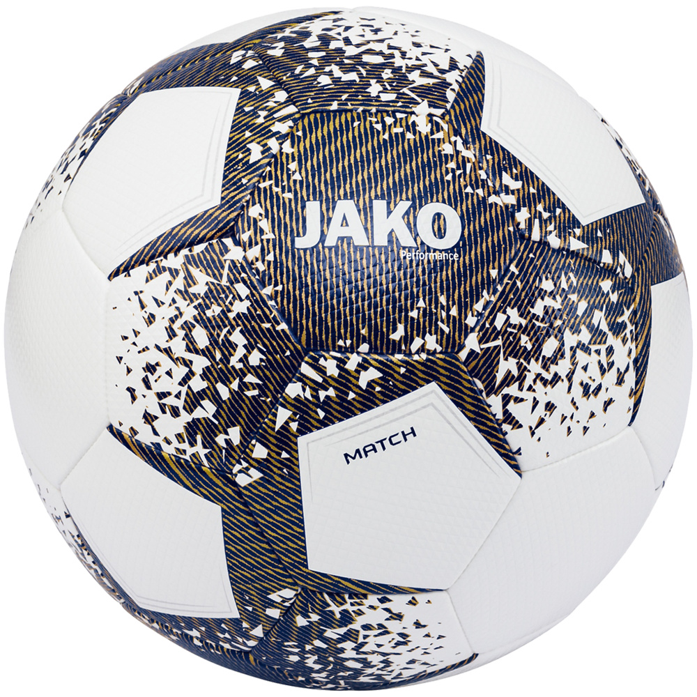 BALÓN DE PARTIDO JAKO PERFORMANCE, BLANCO-MARINO-ORO TALLA 5. 