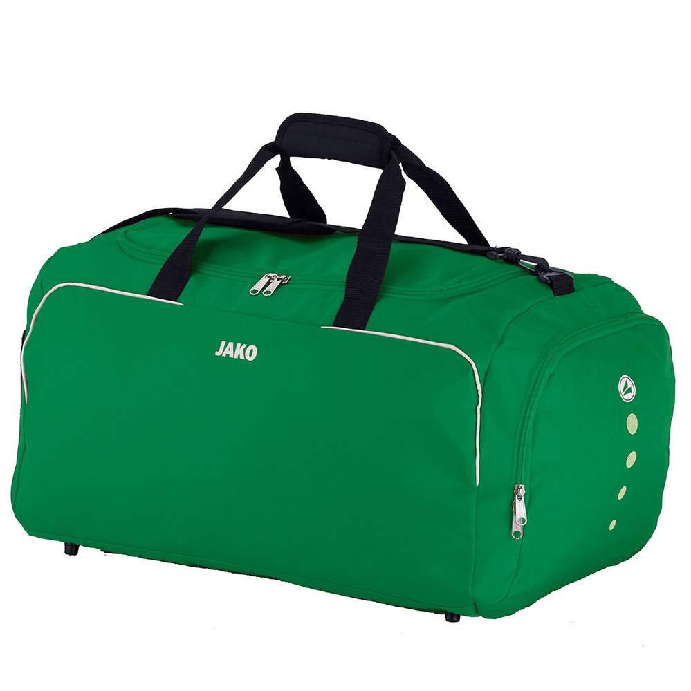 BOLSA DE DEPORTE JAKO CLASSICO CON COMPARTIMENTOS HÚMEDOS LATERALES, VERDE. 