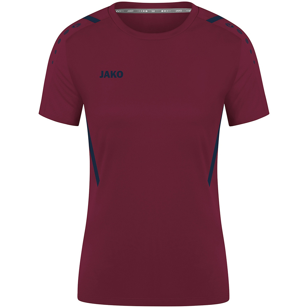 CAMISETA JAKO CHALLENGE MANGA CORTA, BURDEOS-MARINO MUJER. 