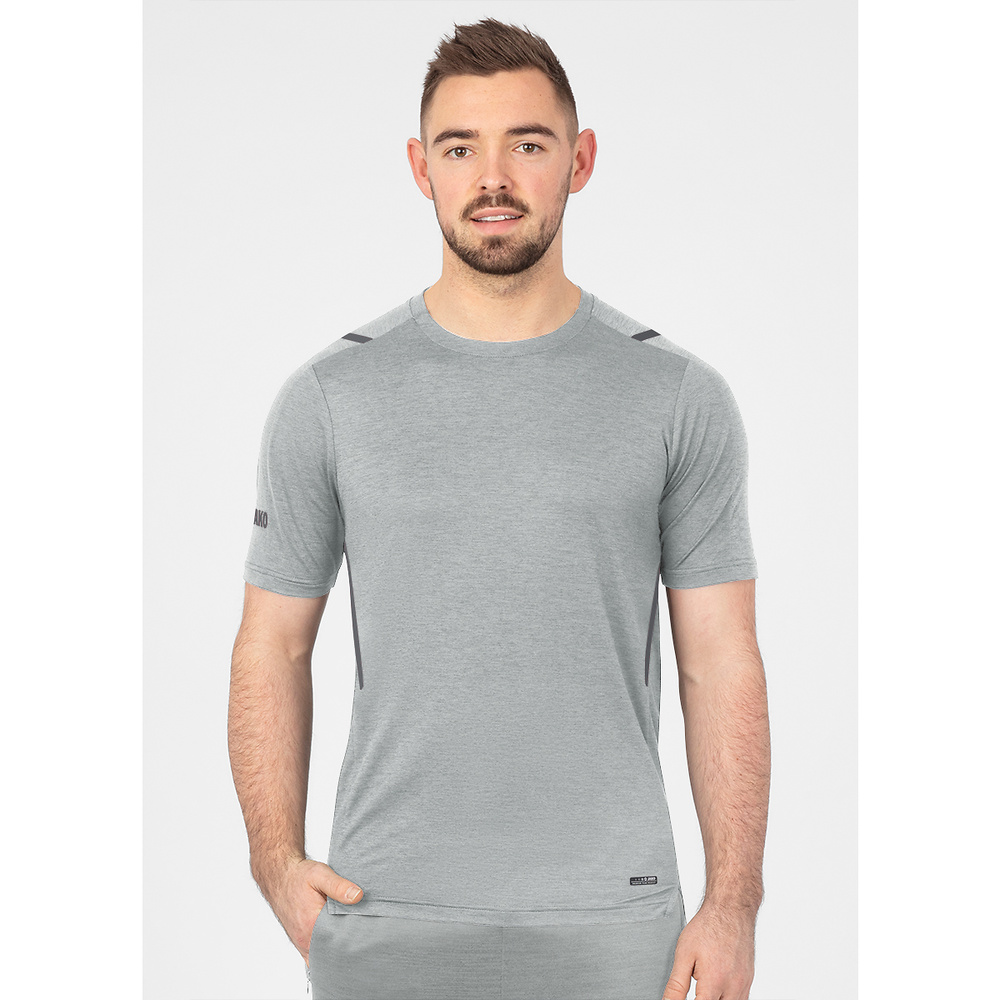 CAMISETA JAKO CHALLENGE MANGA CORTA, GRIS MELANGE-ANTRACITA HOMBRE. 