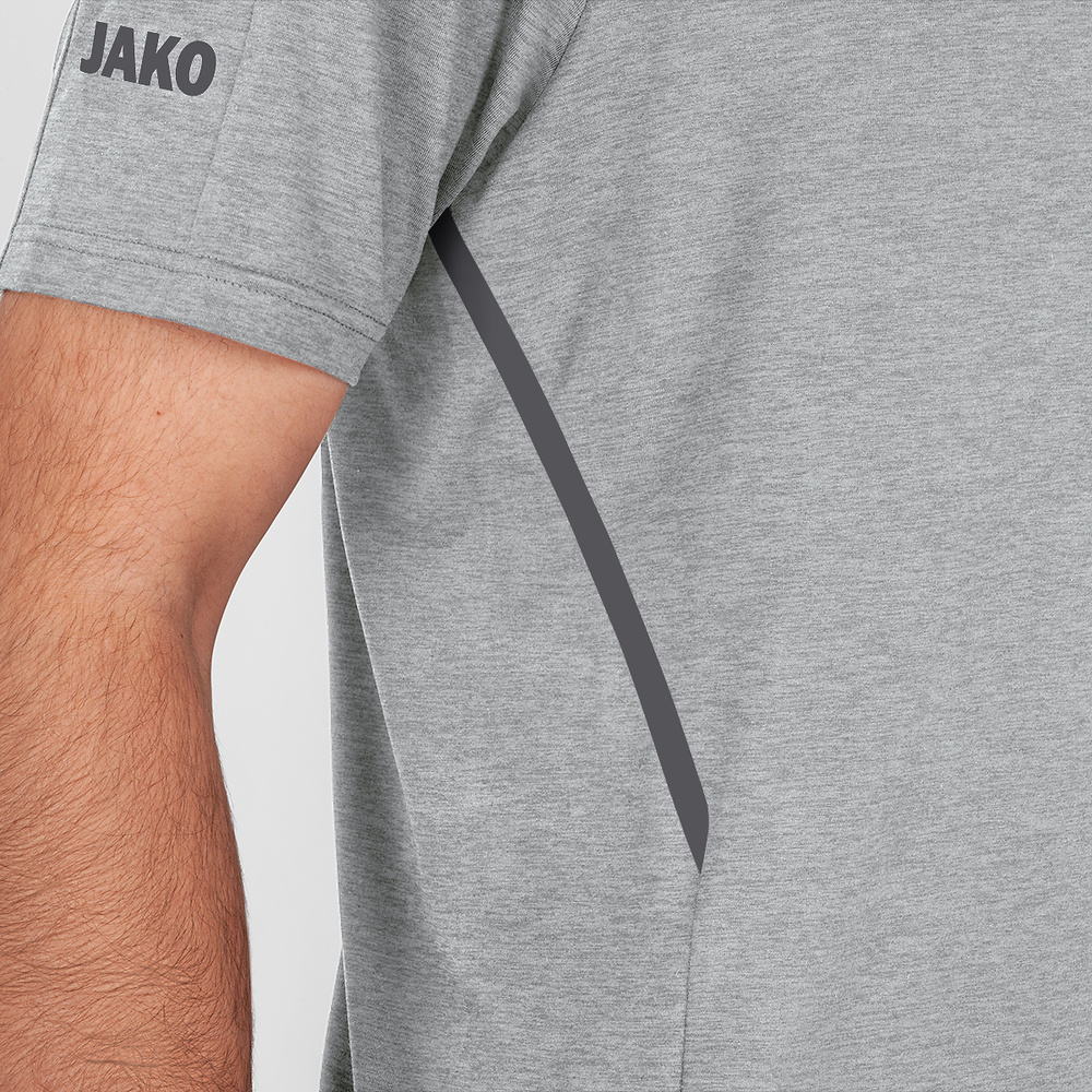 CAMISETA JAKO CHALLENGE MANGA CORTA, GRIS MELANGE-ANTRACITA HOMBRE. 